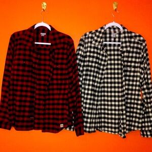 Set of 2 Carhartt Flannel Shirt Youth Boys XL 16/18 or Woman’s Small 2/4